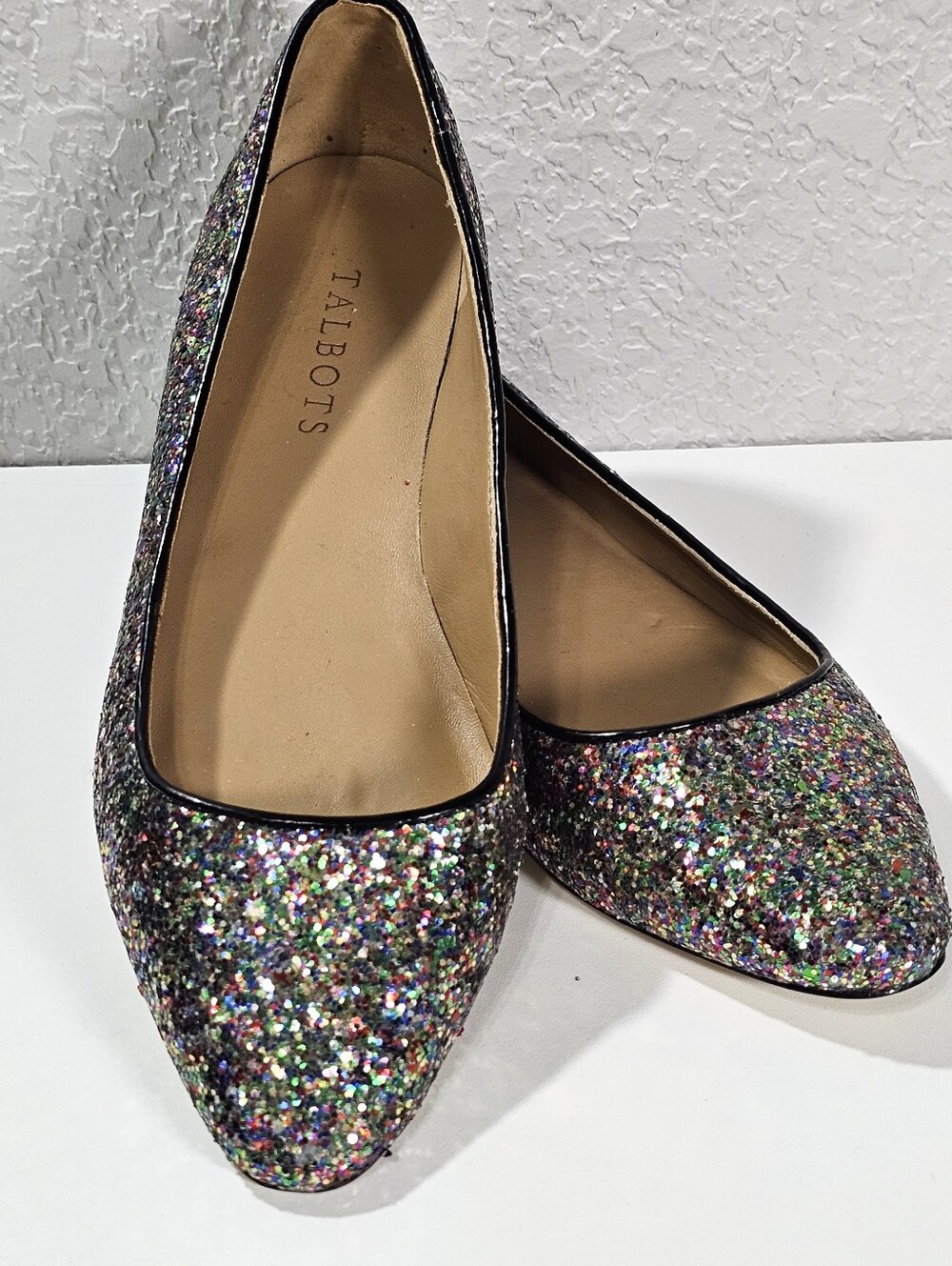 Talbots Edison multi-color glitter pointed-toe flats Size 7
